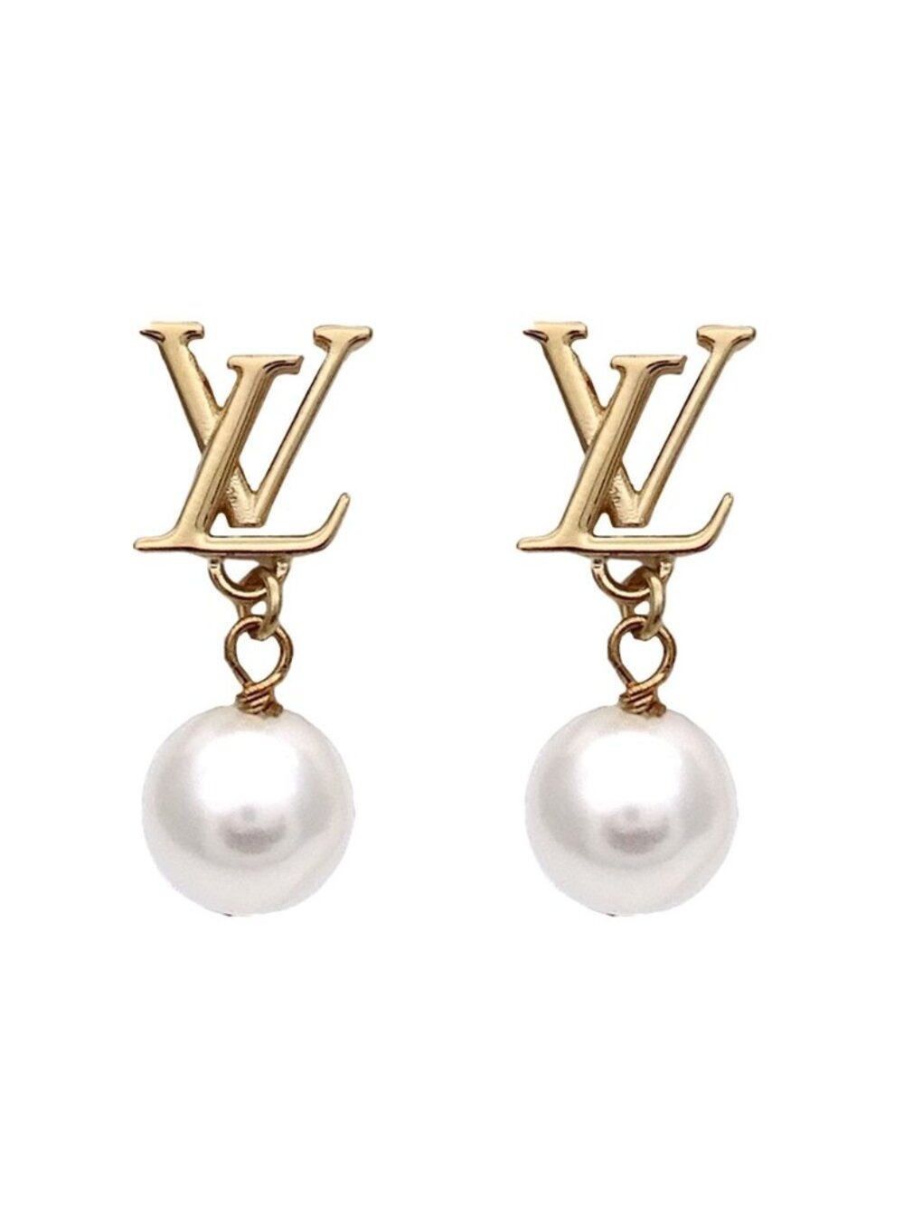 Louis Vuitton Earrings Faux Pearl LV Iconic Gold